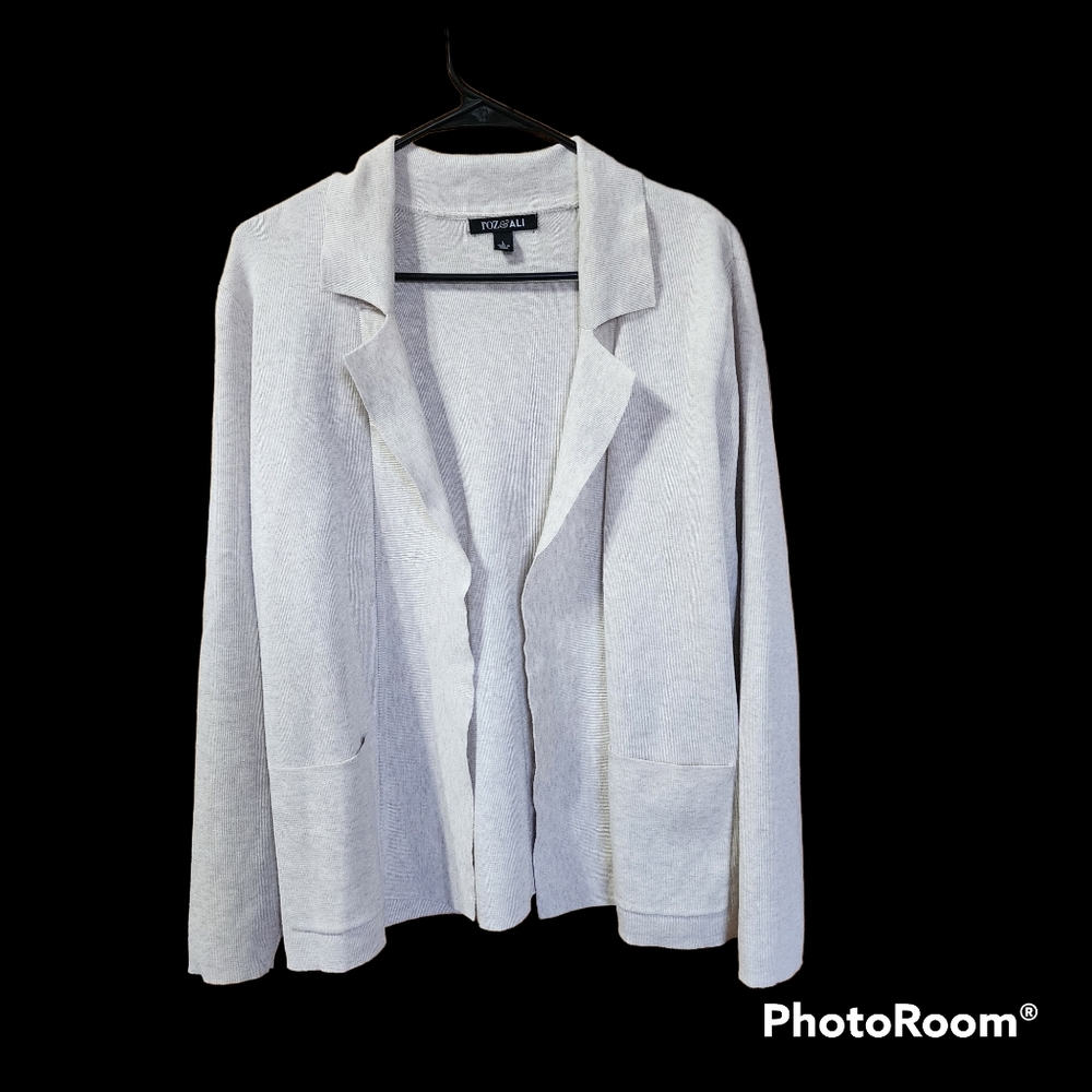 Roz & Ali Beige Open Cardigan Size L